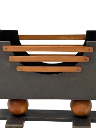 1930s Art Deco Magazine Rack, Black Lacquered Beech, Dutch Design